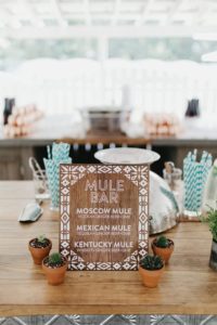 Drink menu with Moscow, Mexican, and Kentucky Mule variations